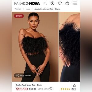 Black feather corset top